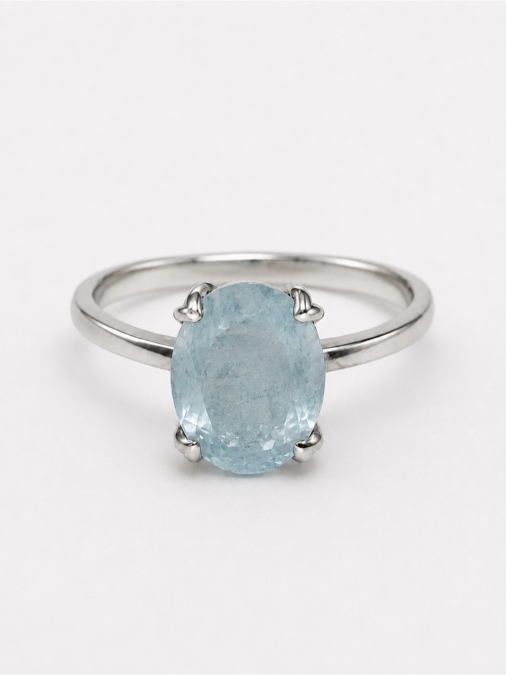 Aquamarine and 925 Sterling Silver Vintage Solitaire Ring - Size 7